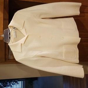 Off White Wool Mix 3 Button Jacket Blazer Suit Coat 10P